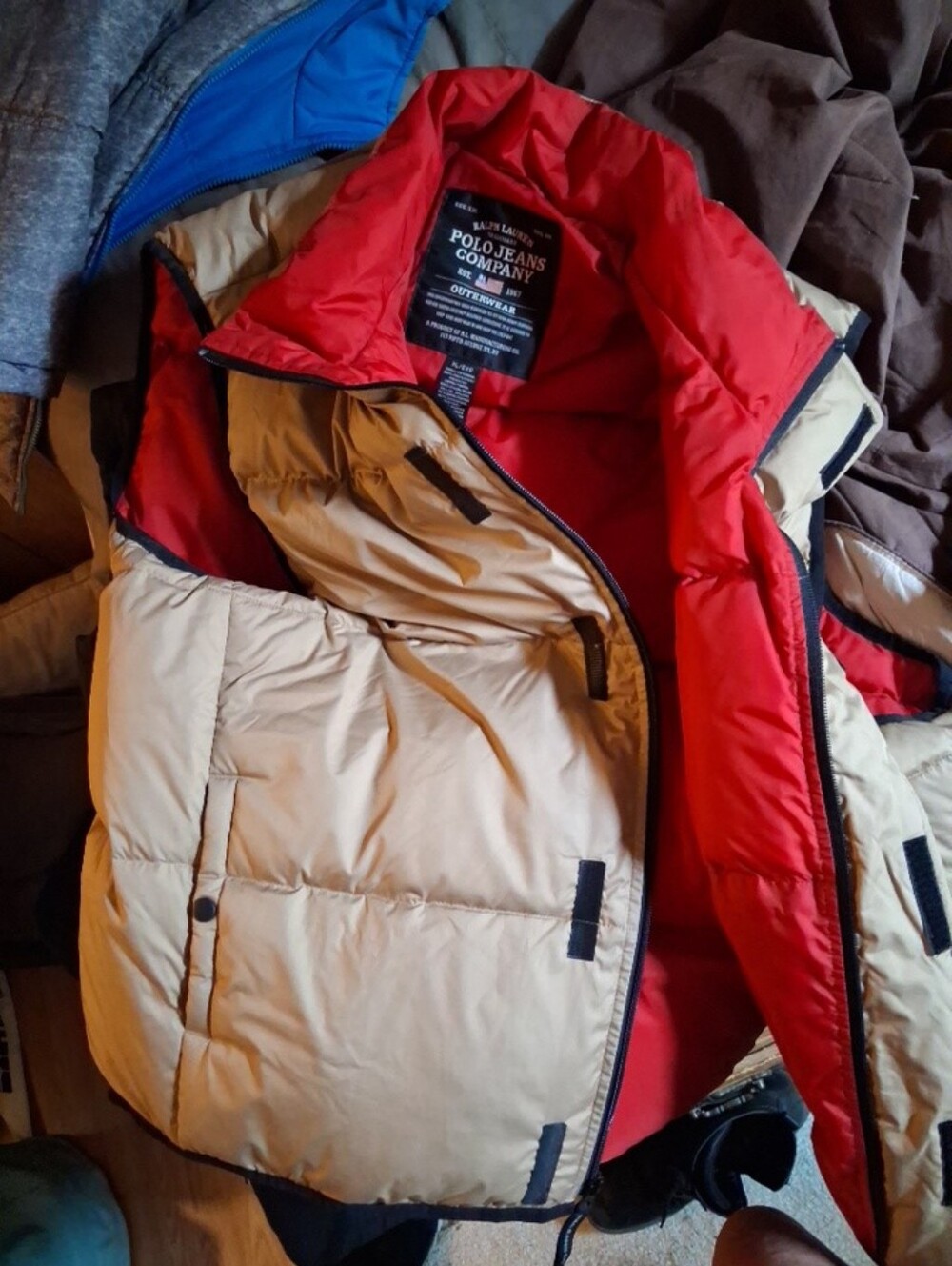 Men's Beige Puff Vest with Red Lining Vintage Ralph Lauren Polo Size 3x - Picture 2 of 2